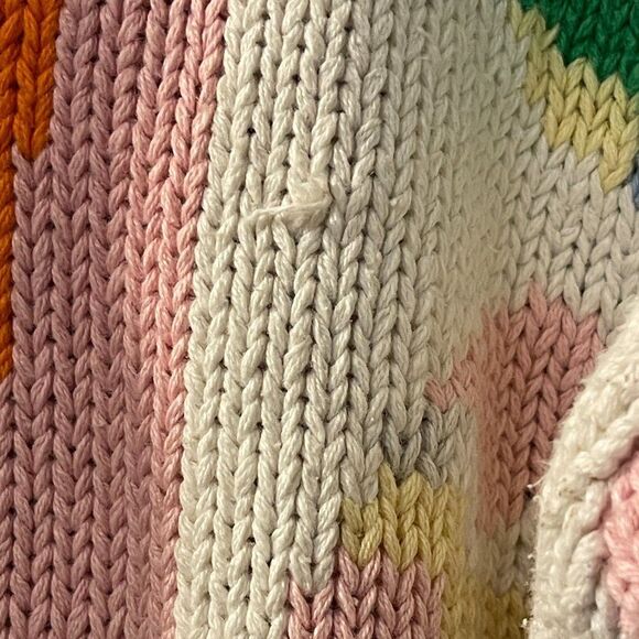 Vintage Alexandra Bartlett Handcrafted Easter Knit Cardigan Pastel Bunny Carrot - Picture 7 of 12